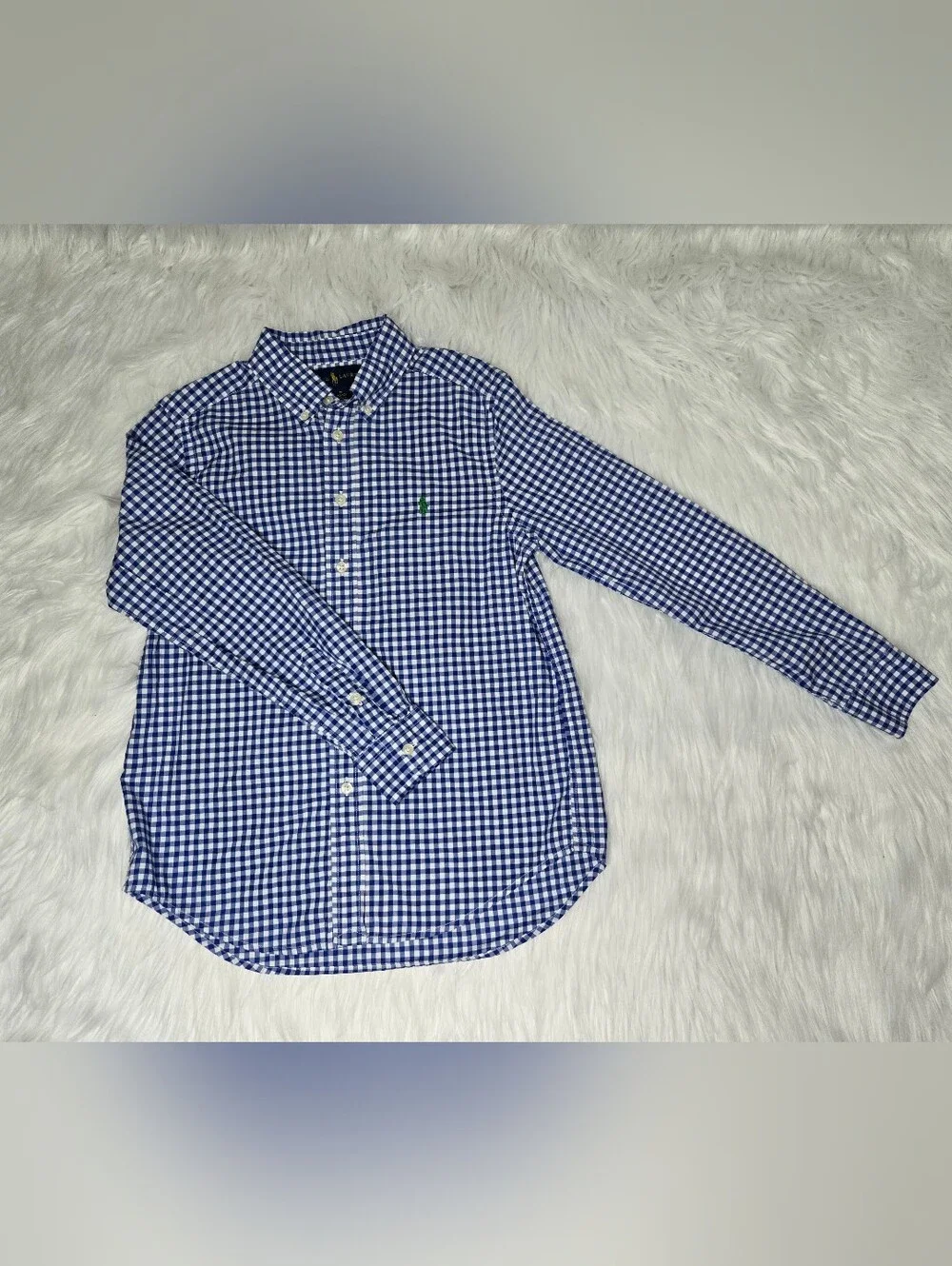 Ralph Lauren Blue and White Gingham Button-Down Shirt
